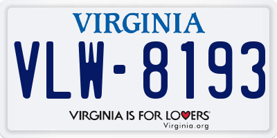 VA license plate VLW8193