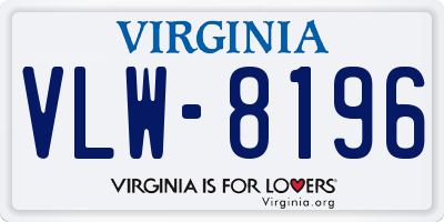 VA license plate VLW8196