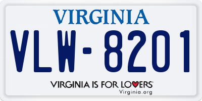 VA license plate VLW8201