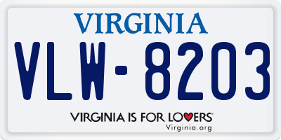 VA license plate VLW8203