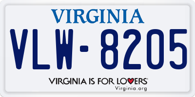 VA license plate VLW8205