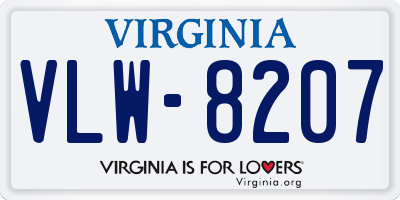 VA license plate VLW8207