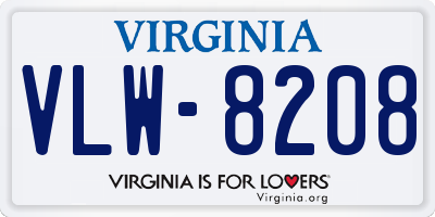 VA license plate VLW8208