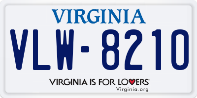 VA license plate VLW8210