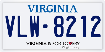 VA license plate VLW8212