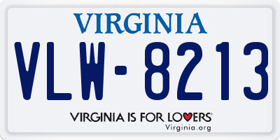 VA license plate VLW8213