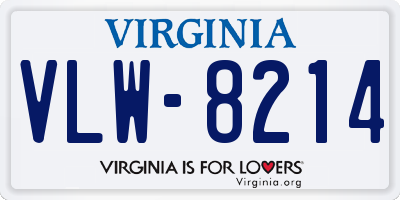 VA license plate VLW8214