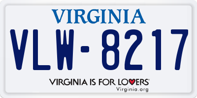 VA license plate VLW8217