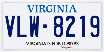 VA license plate VLW8219