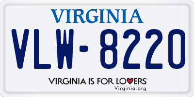 VA license plate VLW8220