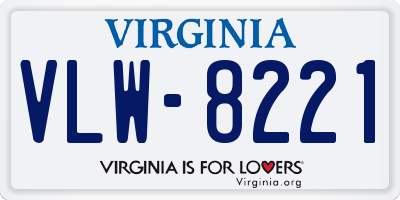 VA license plate VLW8221