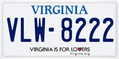 VA license plate VLW8222