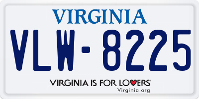 VA license plate VLW8225