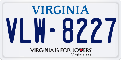 VA license plate VLW8227