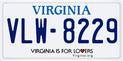 VA license plate VLW8229