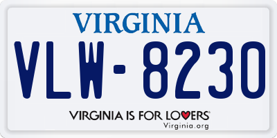 VA license plate VLW8230