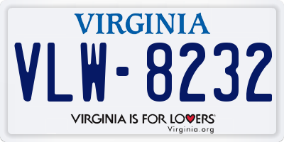 VA license plate VLW8232