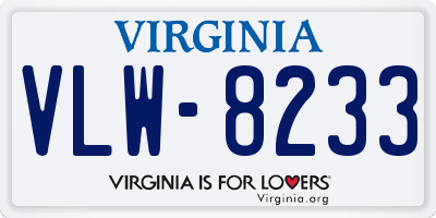 VA license plate VLW8233