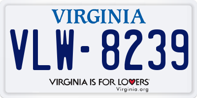 VA license plate VLW8239