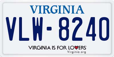 VA license plate VLW8240