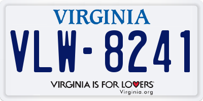 VA license plate VLW8241