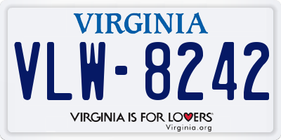 VA license plate VLW8242