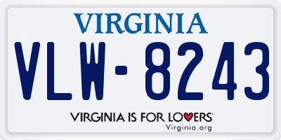 VA license plate VLW8243