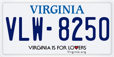 VA license plate VLW8250