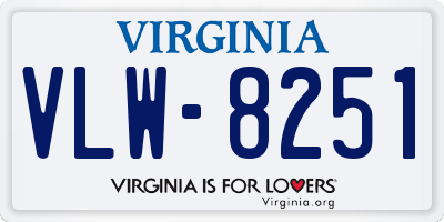 VA license plate VLW8251