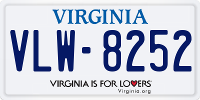 VA license plate VLW8252