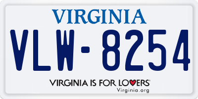 VA license plate VLW8254