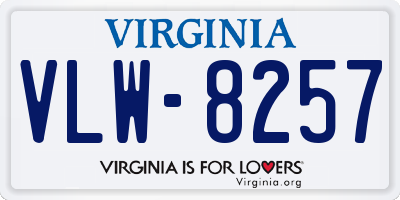 VA license plate VLW8257