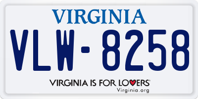 VA license plate VLW8258