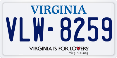 VA license plate VLW8259