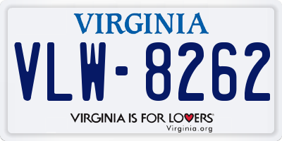 VA license plate VLW8262