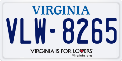 VA license plate VLW8265