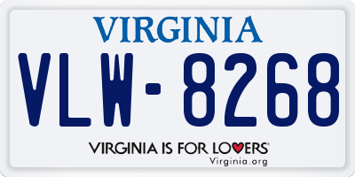 VA license plate VLW8268