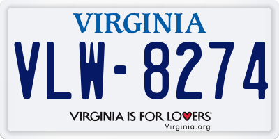 VA license plate VLW8274