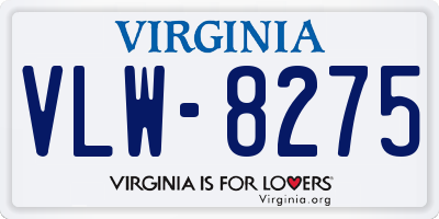 VA license plate VLW8275