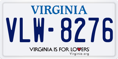 VA license plate VLW8276