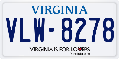 VA license plate VLW8278