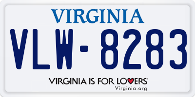 VA license plate VLW8283