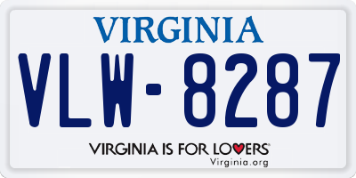 VA license plate VLW8287