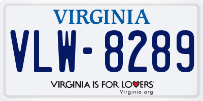 VA license plate VLW8289