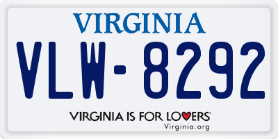 VA license plate VLW8292