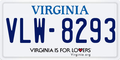 VA license plate VLW8293