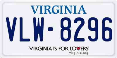 VA license plate VLW8296