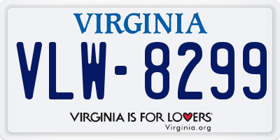 VA license plate VLW8299