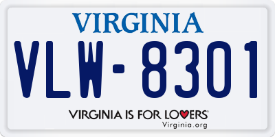 VA license plate VLW8301