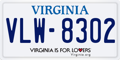 VA license plate VLW8302